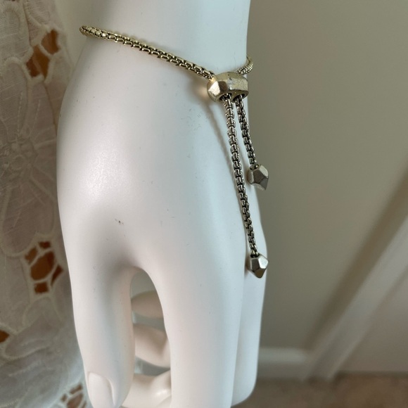 Kendra Scott Phillipa Chain Bracelet White ONYX Bar Gold Tone Slide Adjustable - Picture 4 of 11